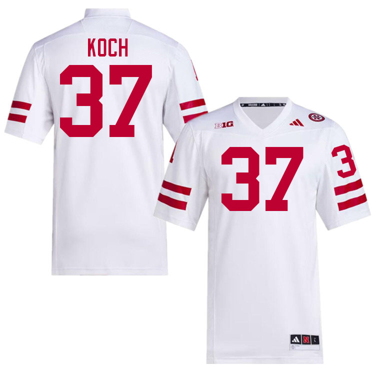 Men #37 Kamdyn Koch Nebraska Cornhuskers College Football Jerseys Stitched Sale-White